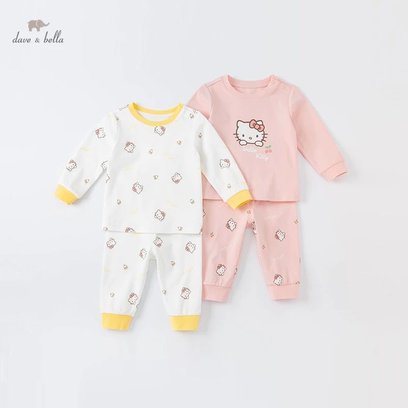 Pyjama à imprimé de dessin animé pour bébés filles, sous-vêtements de nuit décontractés, 2 pièces, à la mode, DBM19601