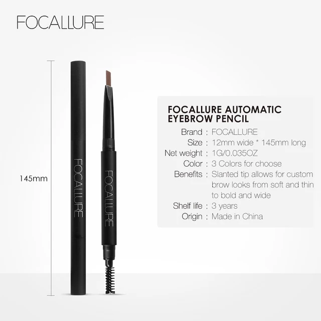 FOCALLURE 3 couleurs crayon à sourcils précis sourcils Eyeliner longue durée imperméable blond brun sourcils maquillage cosmétiques outils – Image 6
