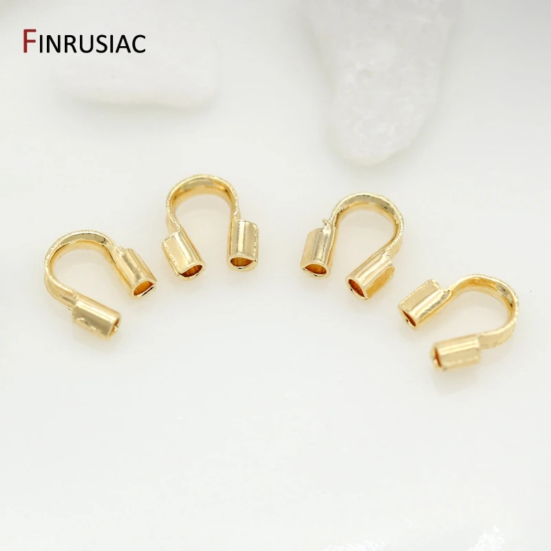 14/18K Gold Plated Brass Wire Protectors For Jewelry Making,Wire Guardian Cord Protector U Shape Clasp Connector DIY Accessories