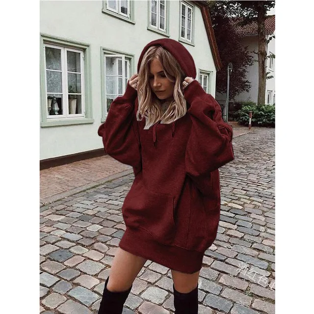Pull à capuche de couleur unie pour femmes – Image 4