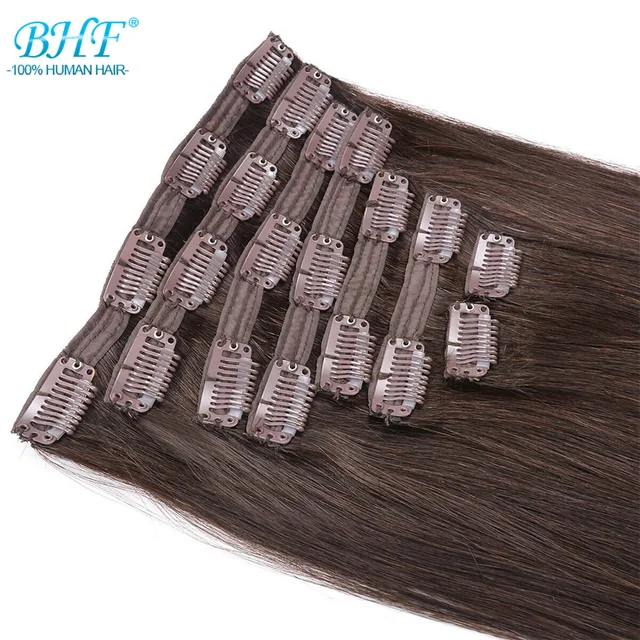 BHF Blonde Clip in Human Hair Extensions Double Weft 100% Remy European Straight Natural Clip ins Hairpiece – Image 3
