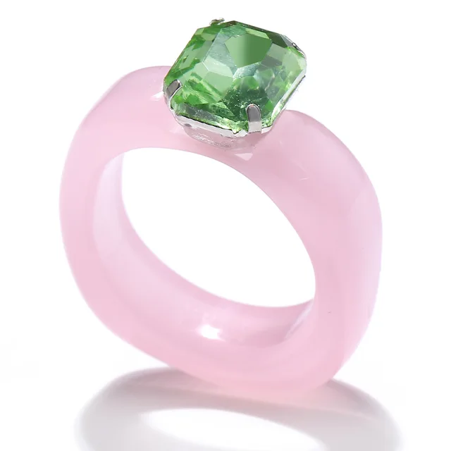 HI MAN – bague en résine de Zircon coloré incrusté Simple pour femmes, bijoux commémoratifs pour fête d'anniversaire, doux et mignon, cadeau – Image 6
