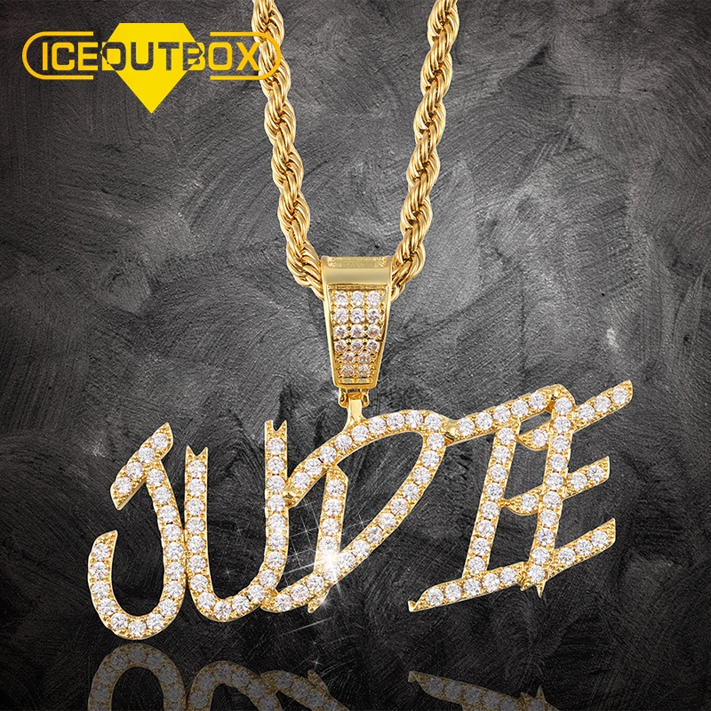 Pendentif en lettre de nom personnalisé, nouveau Design Hip Hop, écriture Cursive, initiales, pour femme et homme rappeur, bijoux, cadeau
