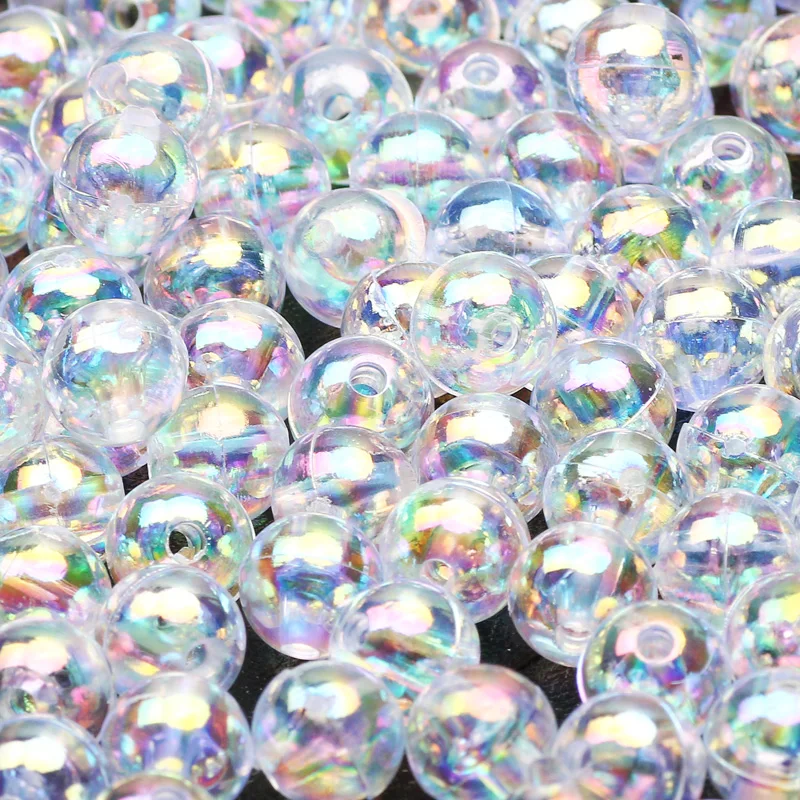30-200 pièces 6 8 10 12mm perles acryliques AB transparentes rondes perles d'espacement en vrac pour la fabrication de bijoux Bracelet à bricoler soi-même accessoires faits à la main