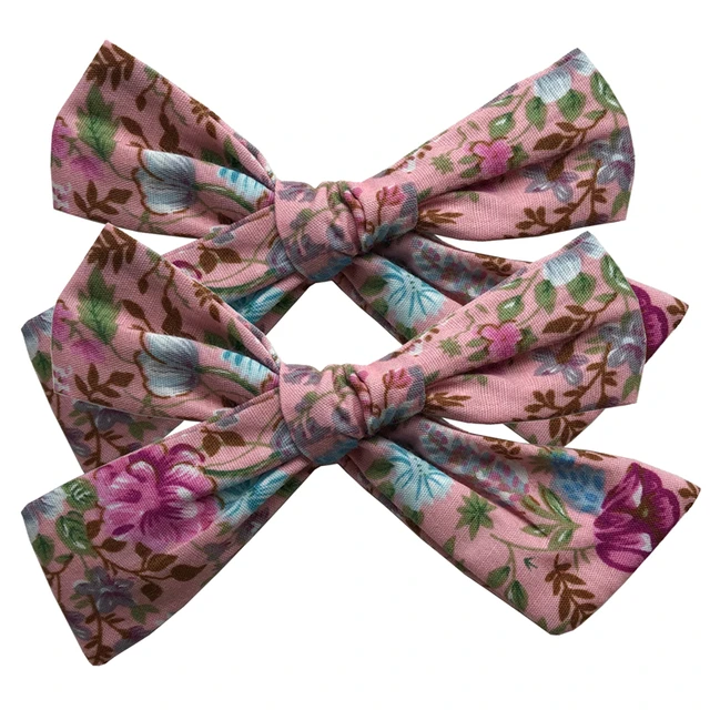 Pinces à cheveux en lin, 2 pièces, 4 pouces, pour bébé fille en bas âge, nœud de queue de cochon, Barrettes, accessoires pour cheveux – Image 6