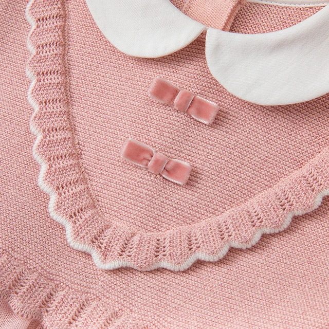 Robe pull en maille avec nœud pour bébés filles, robe de soirée à la mode, vêtements lolita pour enfants, DB1220462, dave bella, printemps mignon – Image 3