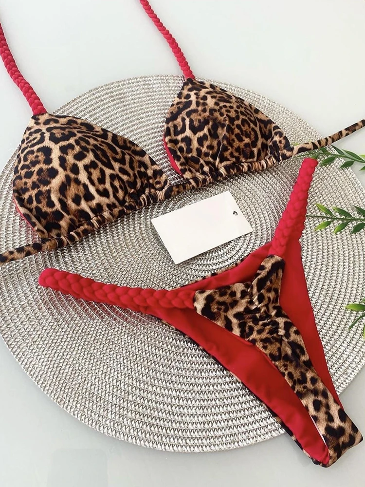 RUOTONGSEPT maillots de bain femmes imprimé léopard brésilien Bikini ensemble Sexy string maillot de bain deux pièces maillot de bain femmes 2023 vêtements de plage