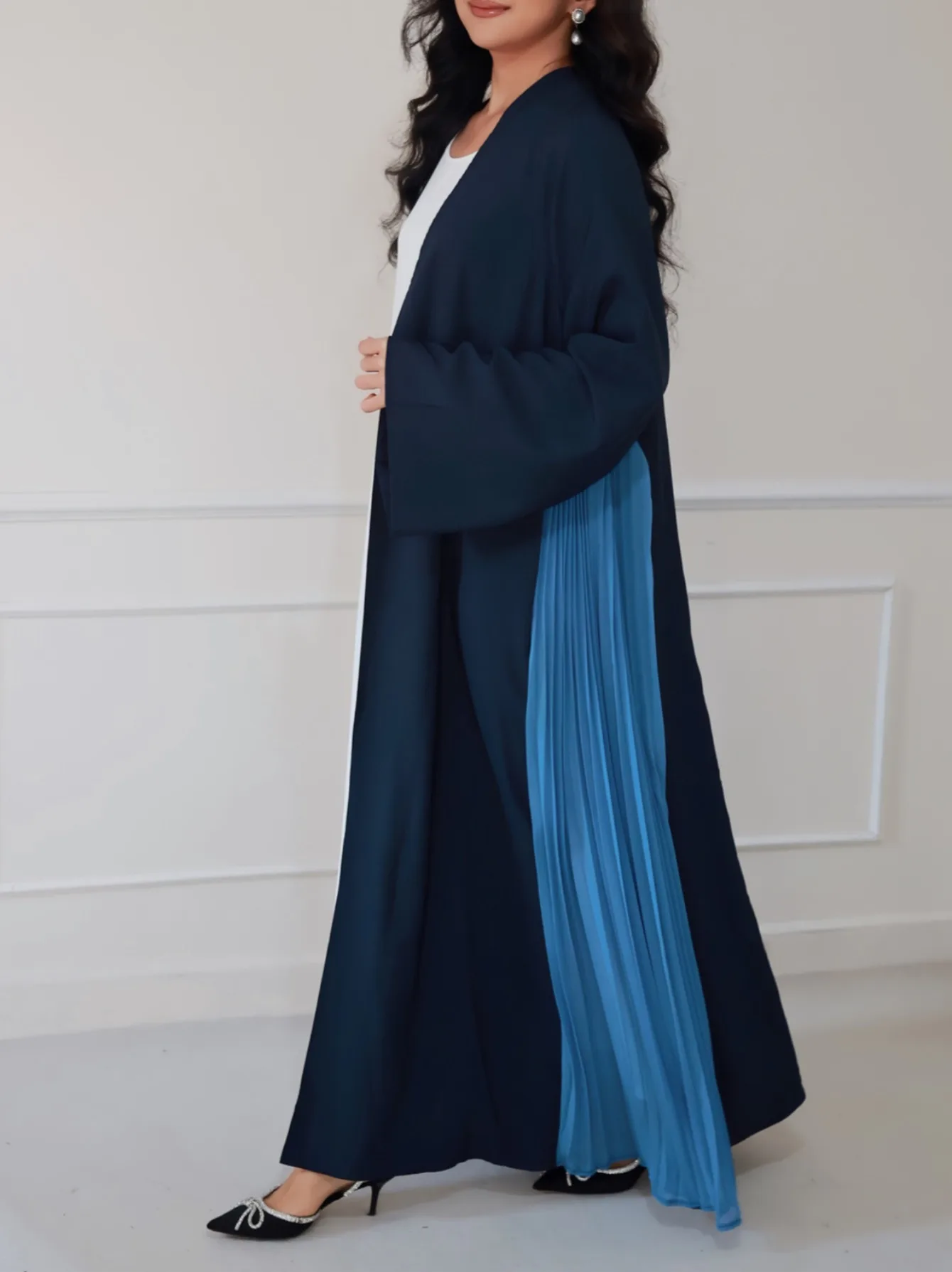 Moyen-orient islamique élégant ample Abaya musulman ouvert devant Abayas à manches longues arabe turquie caftans femmes Jilbabs Maxi robes