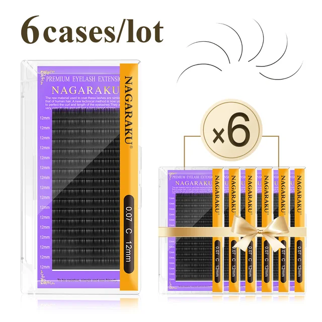 NAGARAKU-Extensions de Cils Artificiels en Faux Vison, Toutes Tailles, 6 Étuis, C D CC esse Curl