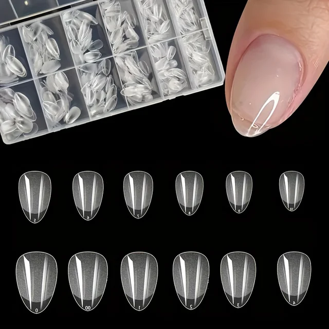 600 pièces pointes d'ongles courtes en forme d'amande demi-mat clair acrylique faux ongles conseils pour Extension d'ongle outils de manucure – Image 5