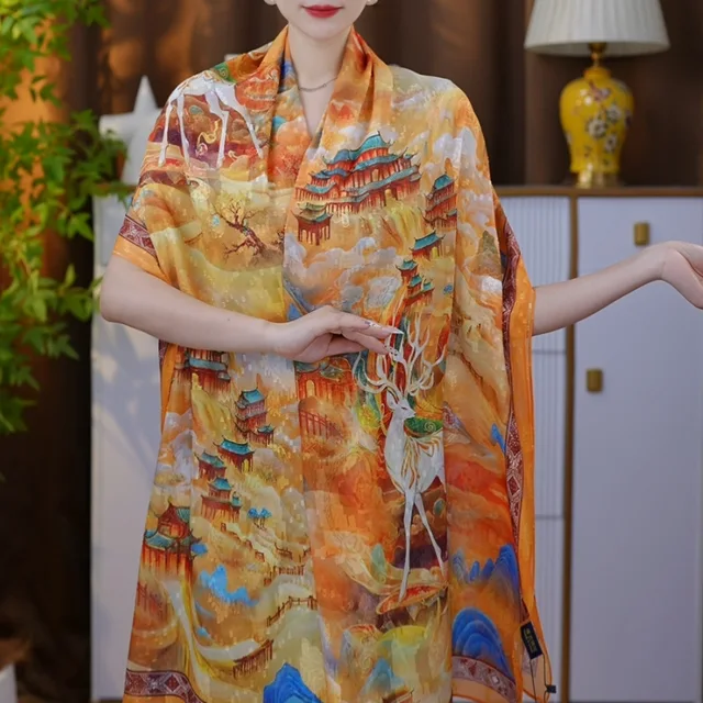 Écharpe de marque de luxe pour femmes, châle de fête, écharpes imprimées populaires, hijab de qualité, crème solaire de plage, printemps et été – Image 3