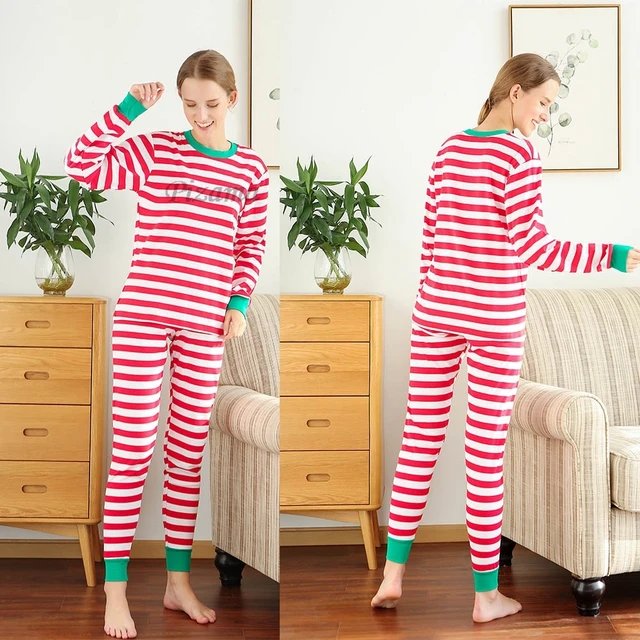 Pyjama de Noël à rayures rouges et blanches pour la famille, vêtements de nuit de Noël, vêtements d'intérieur pour enfants, mère, père, vêtements de nuit pour enfants – Image 5