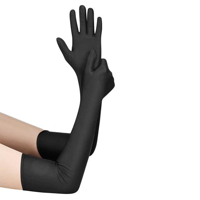 Gants de Protection solaire en Spandex à haute élasticité, pour fête, discothèque, spectacle de mariage, gants noirs – Image 2