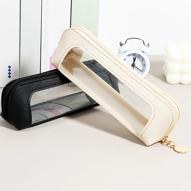 Étui à stylos à fermeture éclair en cuir PU, sac à stylos mignon pour bureau d'affaires, sac de rangement multifonction pour étudiants et écoles, sacs à cosmétiques de voyage – Image 3