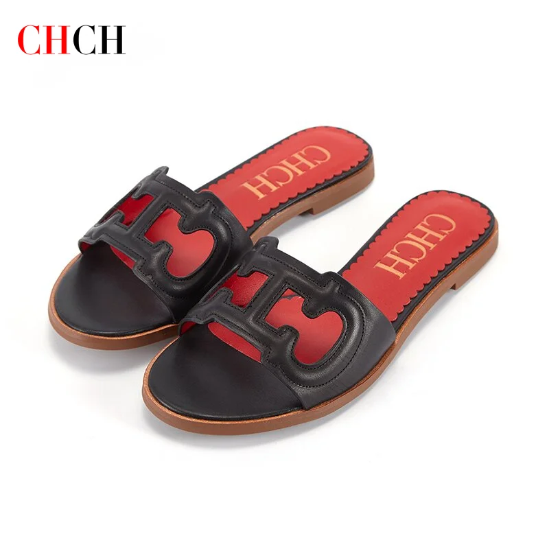 CHCH chaussons pour femmes 2024 Simple noir plat plat chaussures pour femmes maison pantoufles d'intérieur