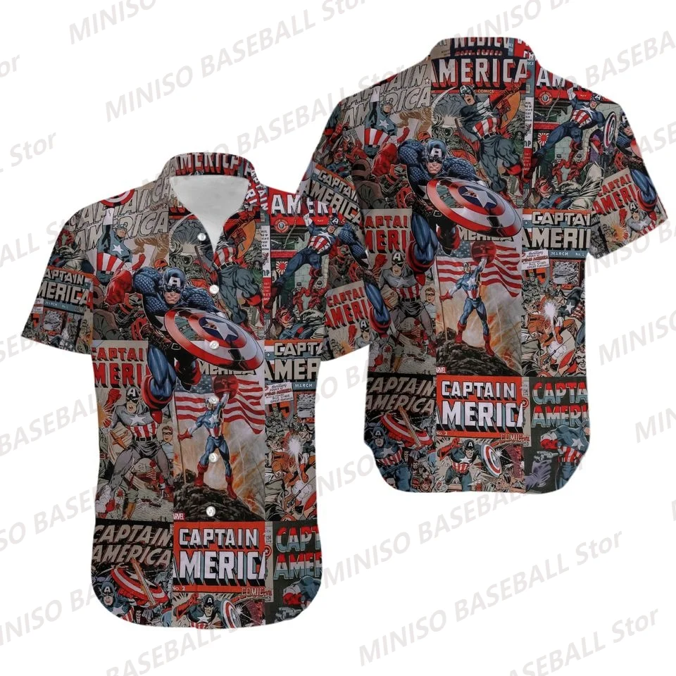 Disney-Chemise à Manches Courtes pour Enfant et Adulte, Vêtement Décontracté, Style de Rue, Marvel services.com America, Collection Été 2024