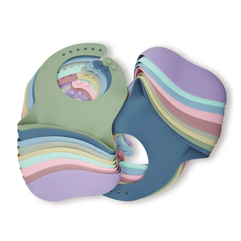 Bavoirs imperméables pour bébé, mignon dessin animé imprimé d'animaux, bavoir pour enfants, fille et garçon, bavoir réglable en Silicone souple, articles d'alimentation pour bébé