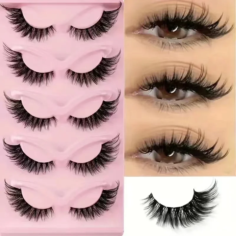 Maquillage de vente chaude 5 paires de cils oeil de chat Faux cils cils cils faux cils allongés