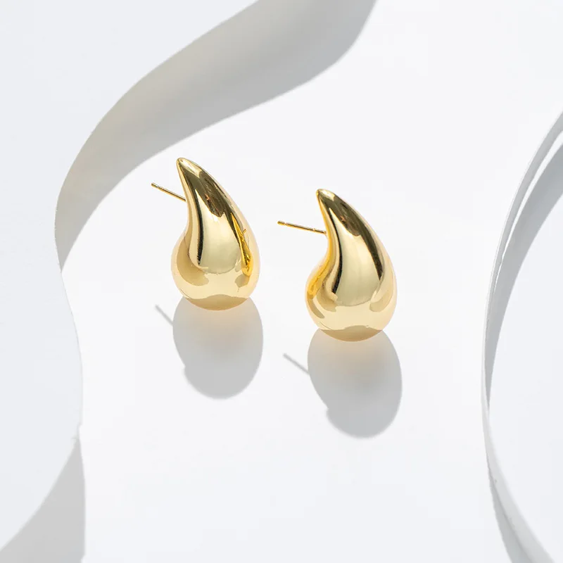Petite boucle d'oreille goutte d'eau couleur or pour femmes, bijoux d'oreille simples, cadeau de saint valentin