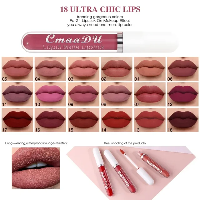 Rouge à lèvres imperméable, maquillage longue durée pour femmes, cosmétiques, maquillage coréen, mat – Image 3