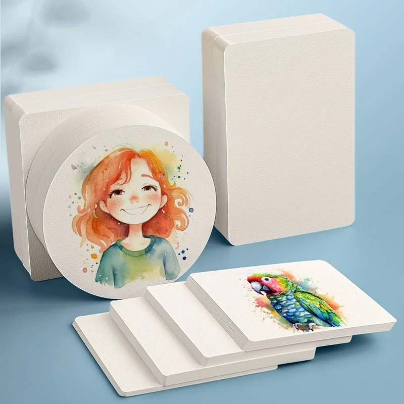 Papier aquarelle carré/rond, 25 feuilles, 300g, coton, haute qualité, papier à dessin professionnel pour aquarelle, carte postale, fournitures d'art