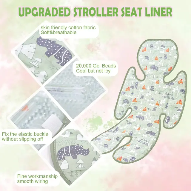 Doublures de siège de poussette d'été pour bébé, coussin de refroidissement universel pour siège de voiture, adapté au poussette de bébé, tapis de siège de glace pour poussette – Image 4