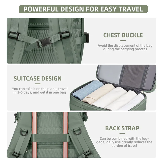 Sac à dos de voyage pour hommes, sac à dos d'affaires de grande capacité, sac USB extensible scolaire, sac pour ordinateur portable, sac à dos pour hommes, sac à dos de cabine – Image 5