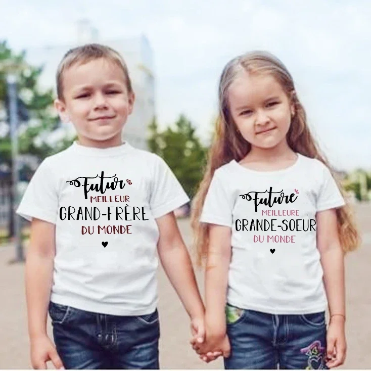 T-shirt "Future Big Brother"/Sister In The World "pour enfant, vêtement d'été pour annonce de bébé et de grossesse, cadeau pour fille et garçon