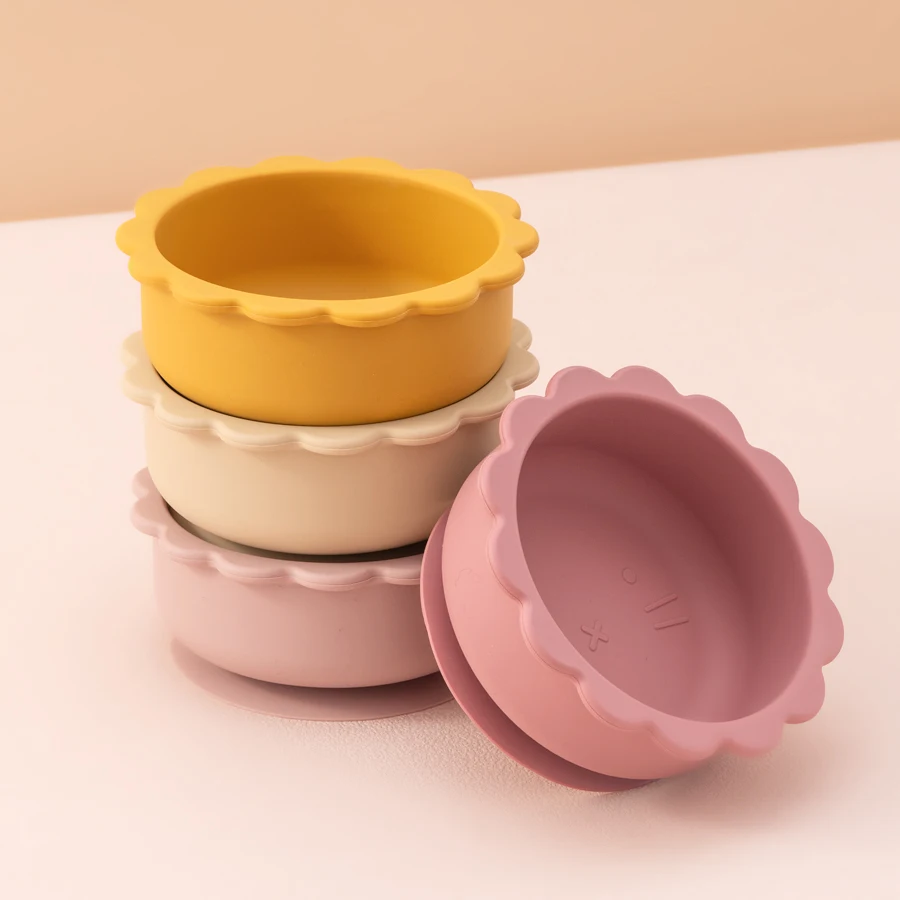 Bol en Silicone pour bébé, 1 pièce, mignon dessin animé en forme de Lion, vaisselle pour bébé, couleur unie, stockage des aliments pour bébé, sans BPA, plateau de repas pour bébé à aspiration