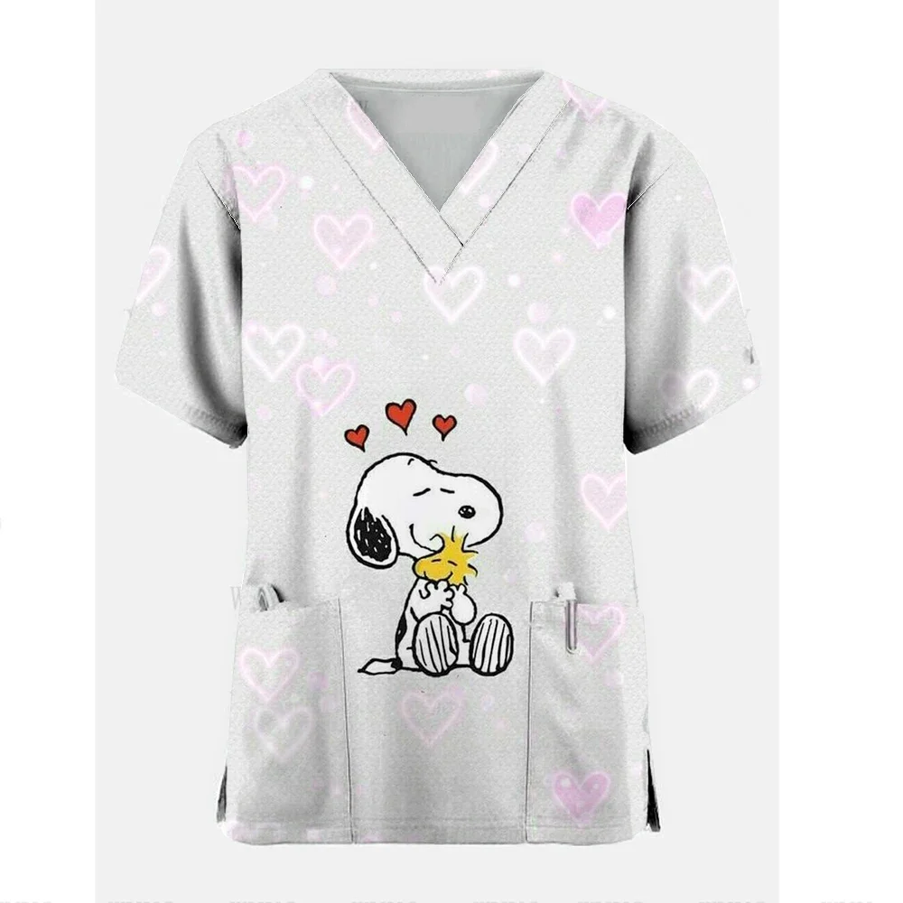 Uniforme d'infirmière Kawaii pour femmes, SnoAmendements de dessins animés College, Manches courtes, Salopettes de poche, Uniformes médicaux, Nouveau, 2024