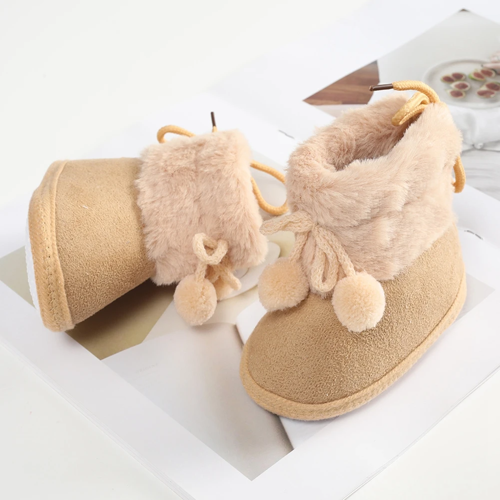 Bottes de neige d'hiver pour bébé, chaussons chauds pour nouveau-né, chaussures de premiers pas à semelle souple pour bébés filles et garçons, chaussures pour nourrissons de 0 à 18 mois