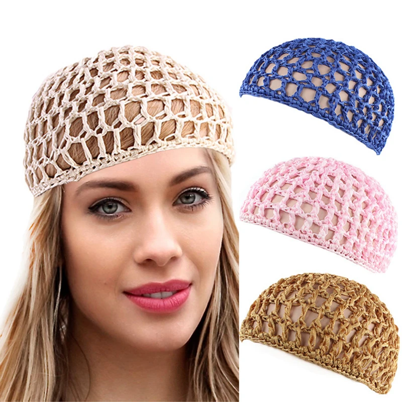 Filet à cheveux en maille Crochet, 1 pièce, Bonnet de nuit tissé, Bonnet de nuit pour femmes, couvre-tête de perruque, accessoires