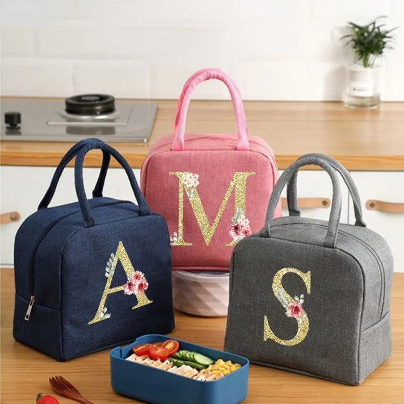 Sac à Bento avec lettre ours en peluche, sac de boîte à déjeuner isolé en tissu Oxford imperméable, employé de bureau, sac à déjeuner pour étudiant