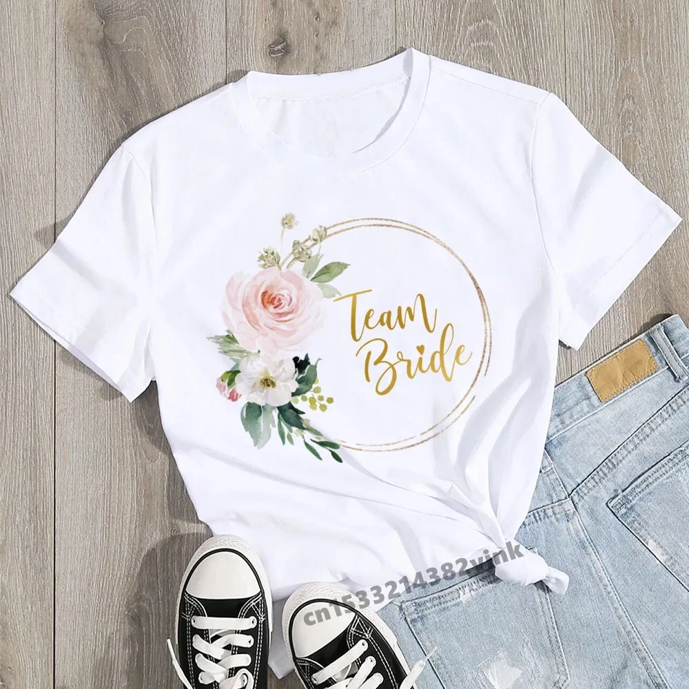 Evjf-T-shirt à Manches Courtes pour Femme, Décontracté, Basique, Blanc, pour ixde Mariage
