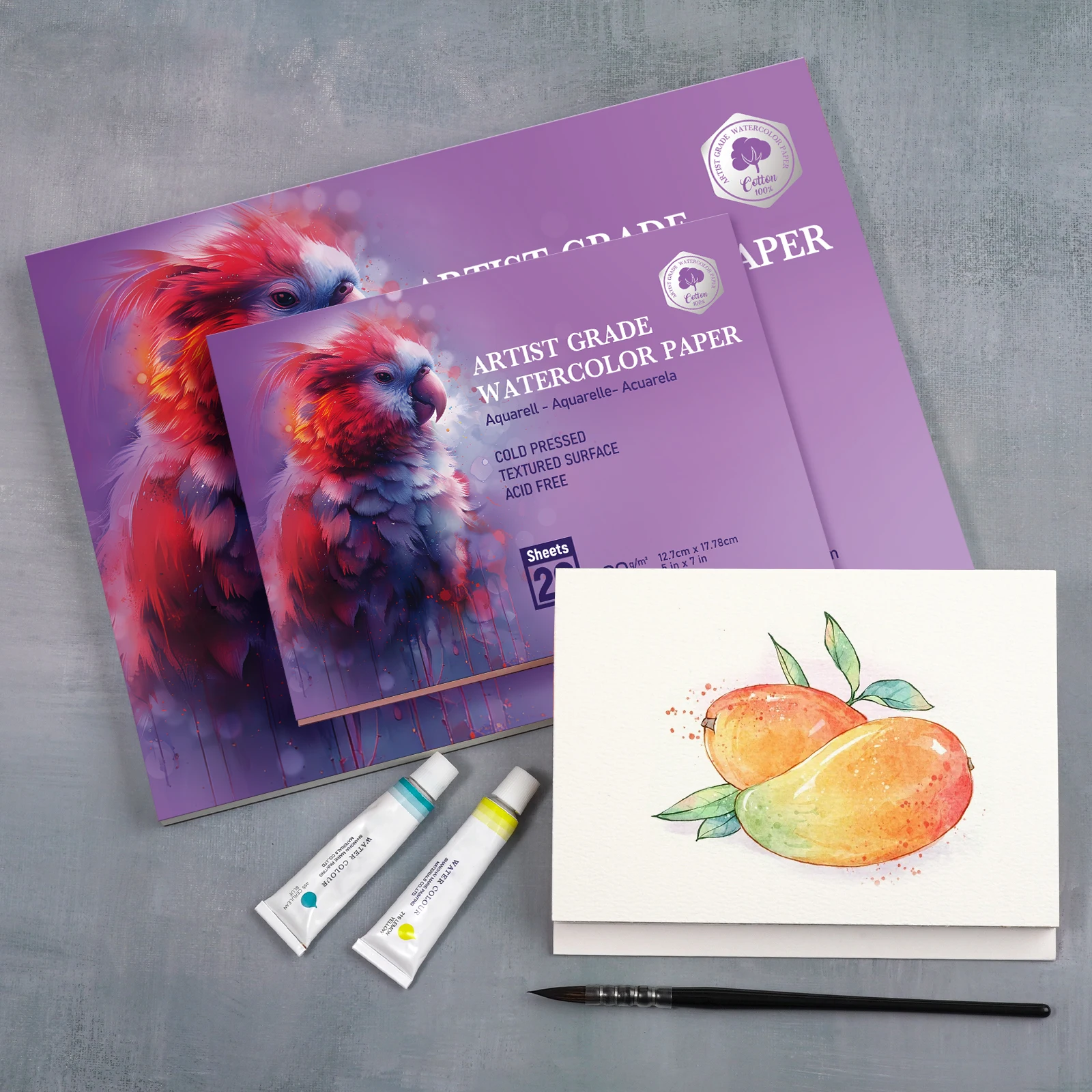 100% Cotton Watercolor Paper - 20 Sheets  Cold Pressed Watercolor Paper Pad - 140LB/300GSM Art Paper Block for Watercolor Gouach