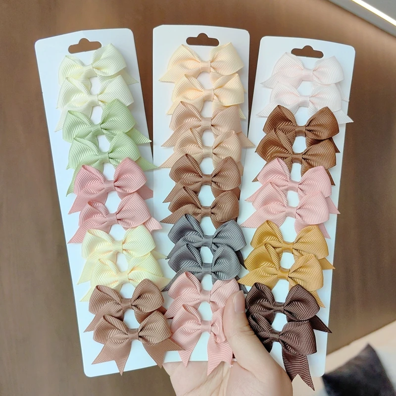 Pinces à cheveux BB solides pour filles mignonnes, nœuds papillon en ruban, Barrettes de Boutique, épingles à cheveux, couvre-chef, accessoires pour enfants, cadeaux, 10 pièces/ensemble