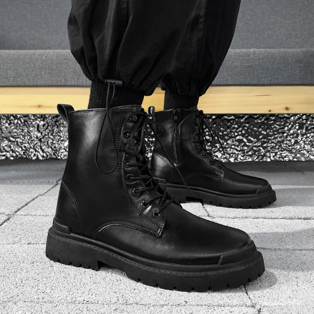 Bottes en cuir quatre saisons pour hommes, randonnée décontractée en plein air, mode rétro, bottes de travail optiques, bottes de rinçage astronomique, anti-ald, 2020 – Image 5
