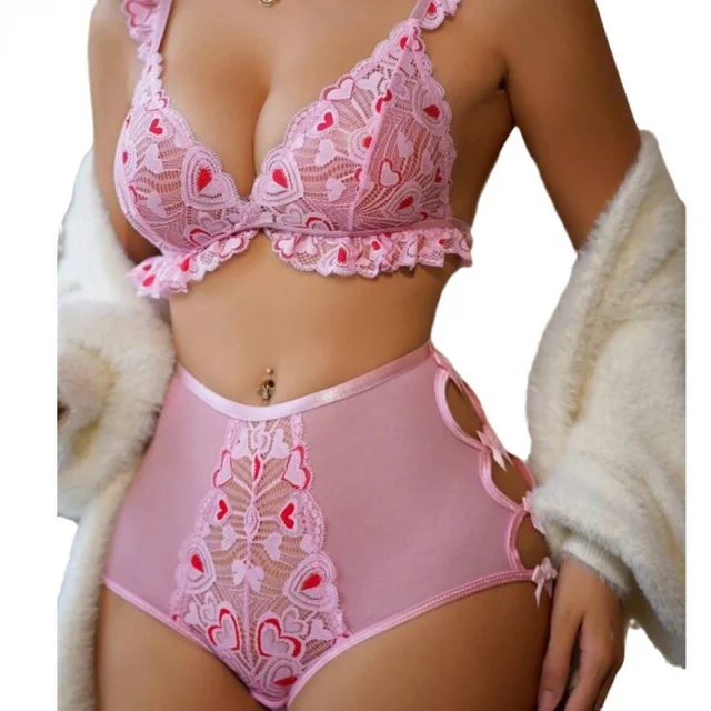 2Set sexy adult Love Lace Hollow Out Sexy Suit – Image 5