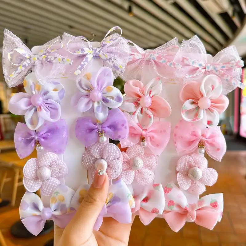 Pinces à cheveux en dentelle pour bébé, 10 pièces/ensemble, nœuds mignons, fleur, épingles à cheveux pour enfants filles, coiffures pour bébé, Clip BB, cadeaux