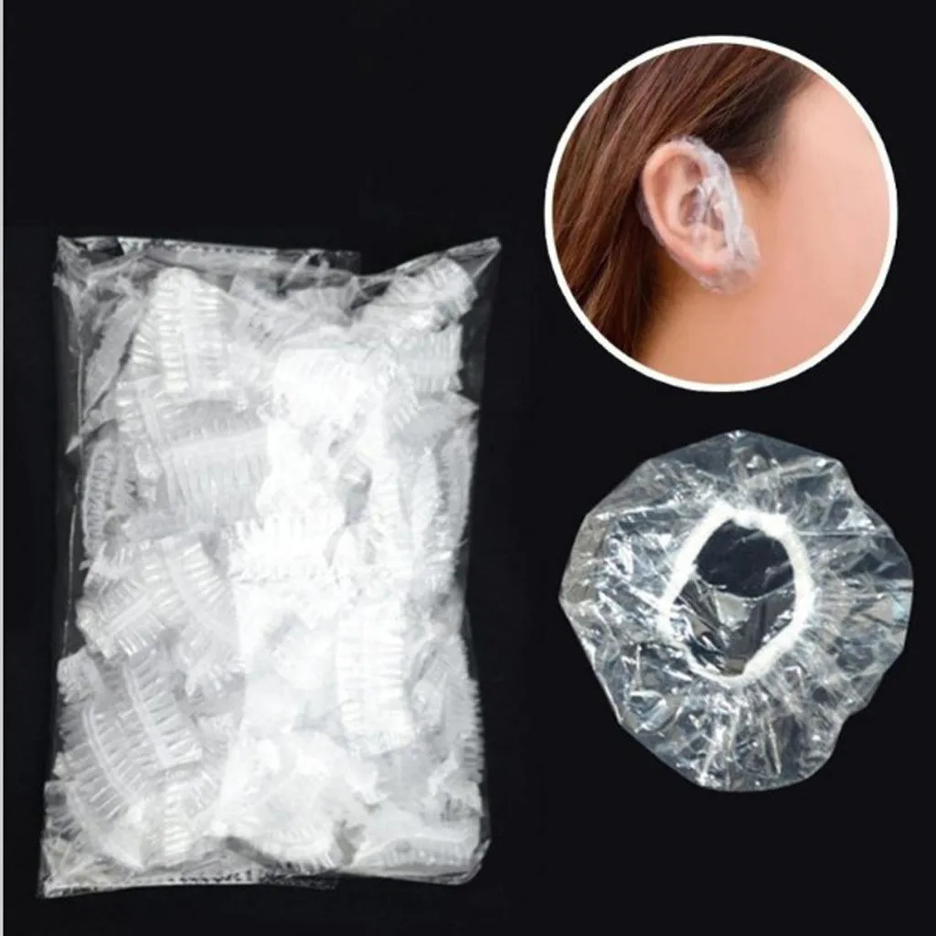 Cache-oreilles jetable pour teinture capillaire, 100 pièces, couverture d'oreille étanche, huile de cuisson, lavage, douche, bain, barbier, coiffure, accessoires de nettoyage