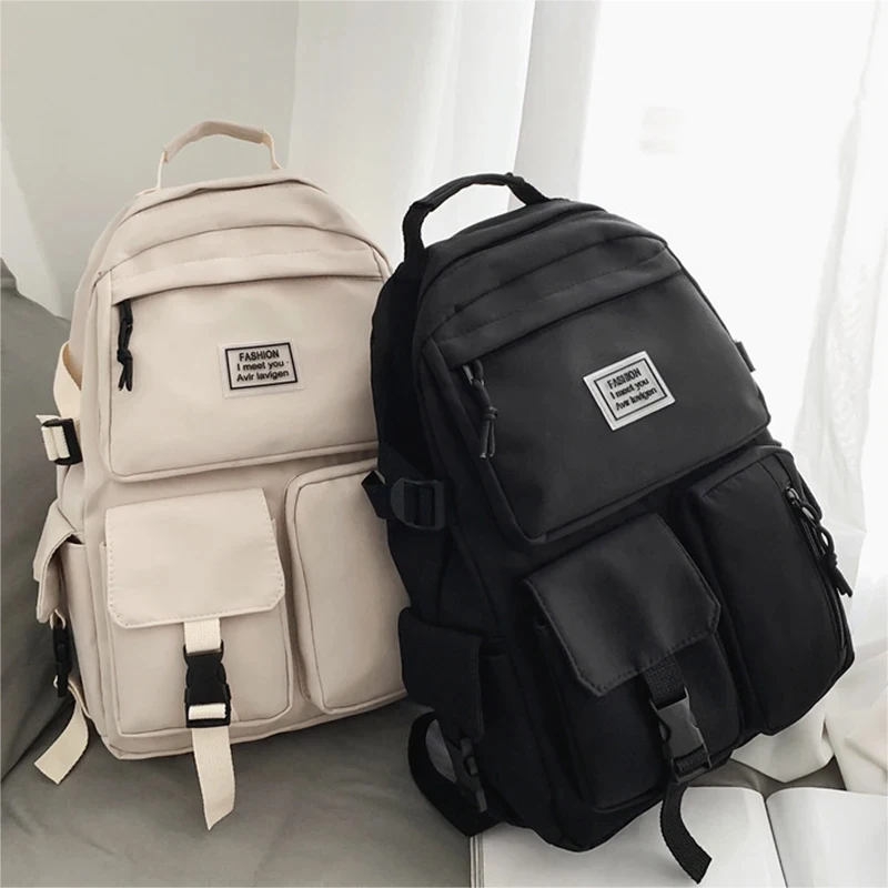 Sacs d'école Kawaii pour filles et femmes, sac à dos pour ordinateur portable esthétique, grande capacité, multi-poches, sac à dos en toile pour étudiants