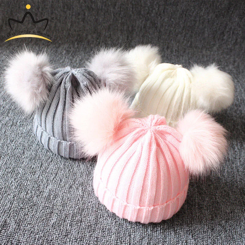 Chapeau à Pompon Mignon pour Bébé Fille et Garçon, Bonnet Chaud d'Hiver Solide pour l'Extérieur