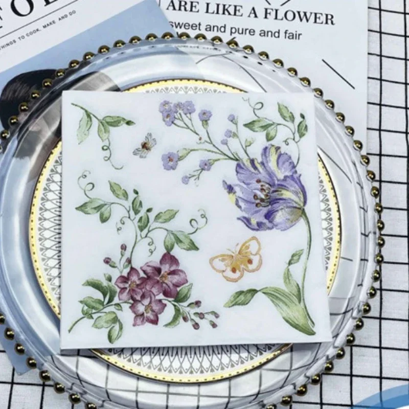 Serviettes imprimées colorées, assiette créative, os Bart, carré Floral, pour fête, mariage, Restaurant, napperons en papier, 20 pièces/pac