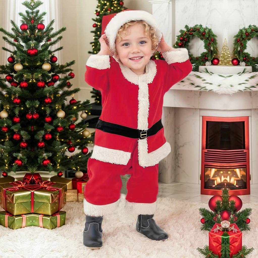 Noël bébé père noël Cosplay Costume bébé garçons filles 3/4 manches vêtements enfant en bas âge enfants robe enfants vêtements pour 1-8 ans