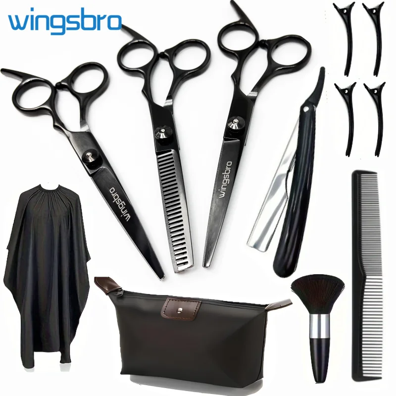 Ensemble de ciseaux de coupe de cheveux professionnels, Kit de ciseaux amincissants pour barbier/salon de coiffure à domicile, coiffure en acier inoxydable