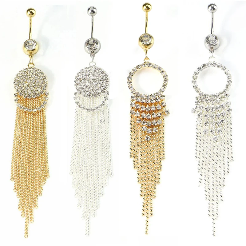 Piercing de nombril en acier avec pompon long biscuits, générateur de pendentif nombril, goujon de cloche, bijoux de corps, haute qualité