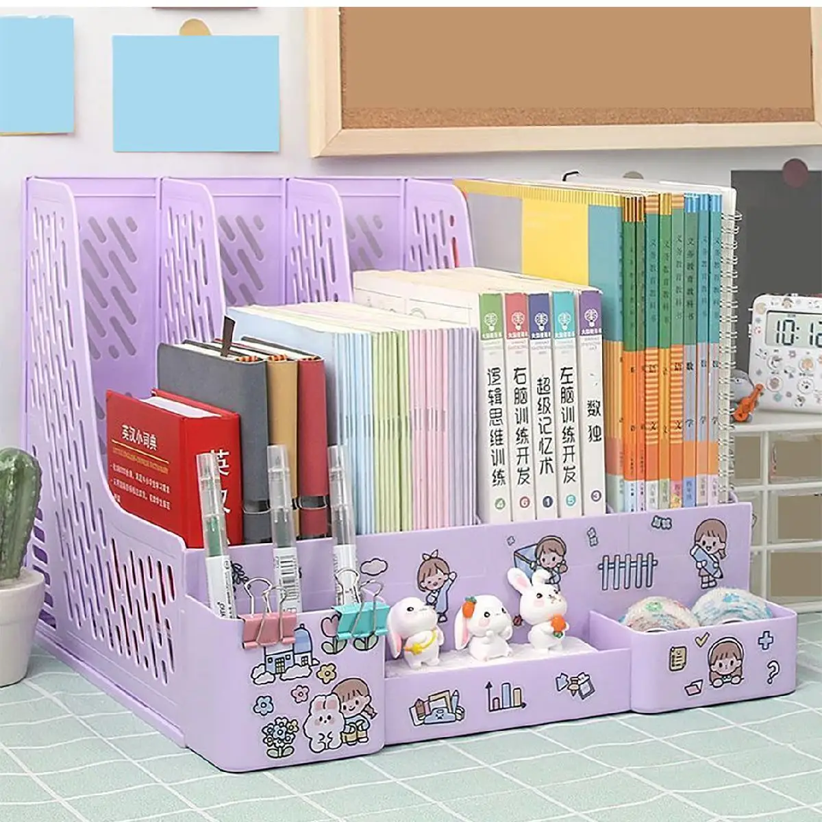Multi-color file rack folder storage box desktop file box multi-functional file basket multi-layer shelf office bookshelf