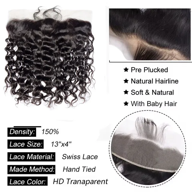Water Wave Bundles With Closure 30 Inch Remy Brazilian Weaving 5x5 HD Transparent Lace Frontal With Bundles Human Hair Extension – Image 5