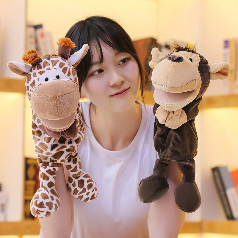 Marionnette à main d'animal de dessin animé 35cm, poupée de jeu Parent-enfant, Lion, éléphant, cochon, jouets apaisants, cadeaux d'anniversaire pour enfants