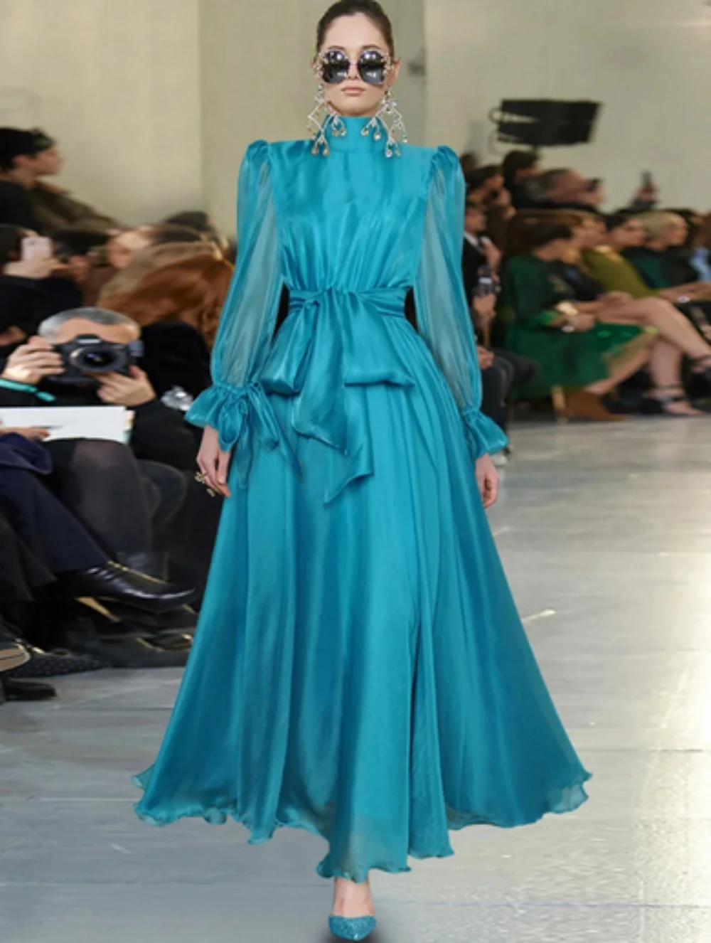 Robe de Soirée à Manches sulfavec Nministériels d Lanterne, Taille à Lacets, Élégante, Grande Balançoire, Formelle, Éducative 138